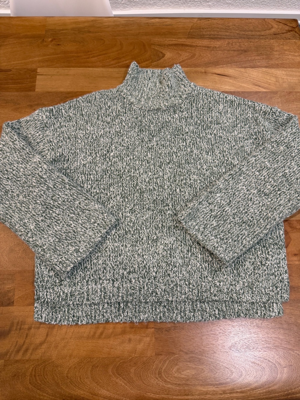 Rachel Zoe Marled Mock Neck Sweater in Green & White - Size Medium